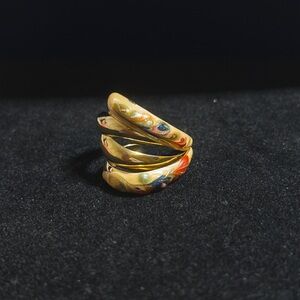 Vintage Gold and Multicolor Enamel Earrings